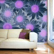 Wall mural on the wall with flowers