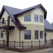 Exterior finish with slate basement facade