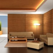 Interior decoration with clapboard wooden house: only natural material