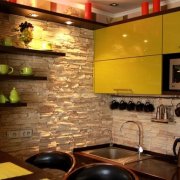 Stone walls in the kitchen - decor options