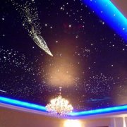 Interesting ceiling decoration with fashionable accents