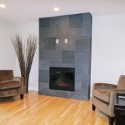 Facing the fireplace with granite and granite