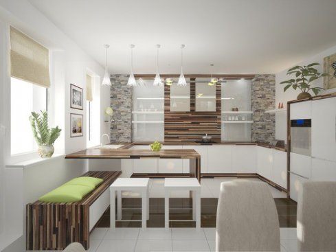 Minimalism style in the interior of a modern kitchen