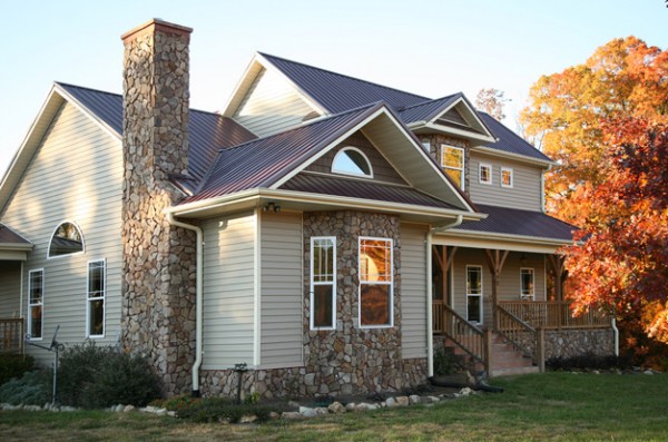 Composition of stone, panels and highlights of golden autumn