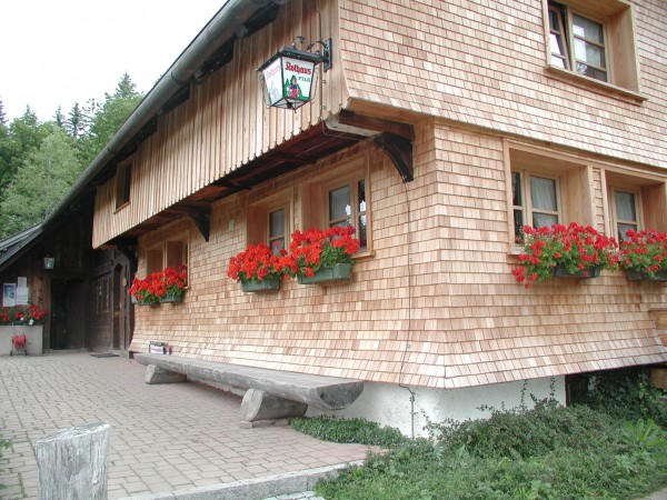 Facade of wooden tiles