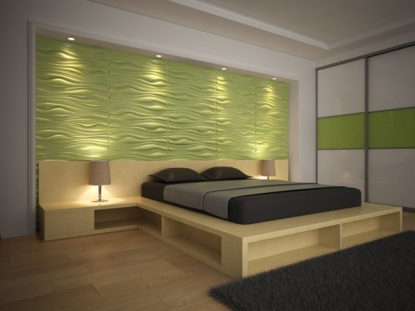 Eco panels from bamboo in the design of the bedroom