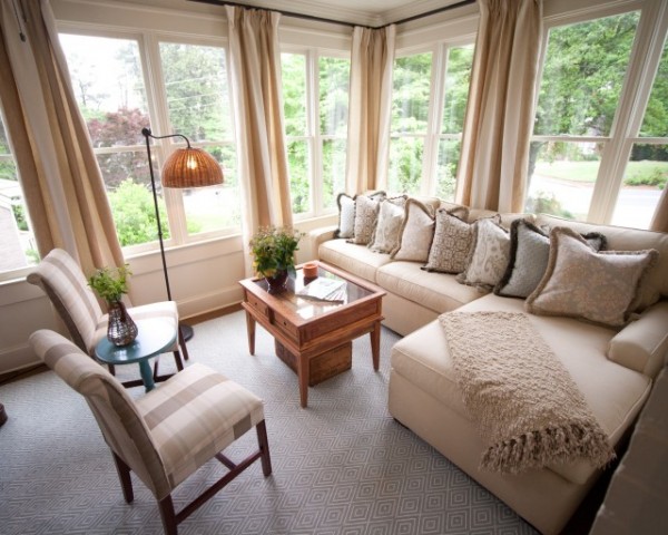 Carpet on the floor of the glazed veranda