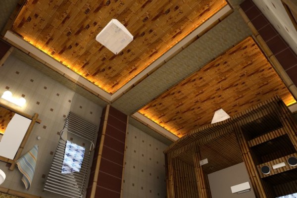 False ceiling with bamboo modules