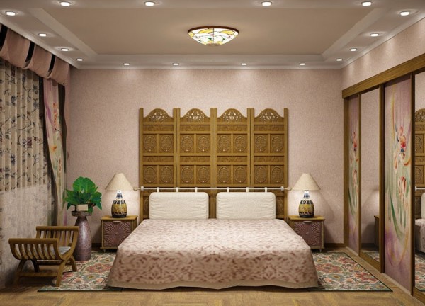 Wood panels in the bedroom