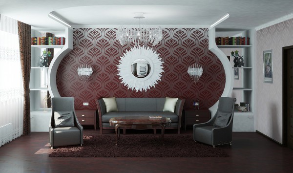 Living Room Design: Drywall and Wallpaper