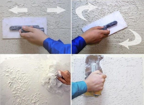 Stages of applying decorative plaster