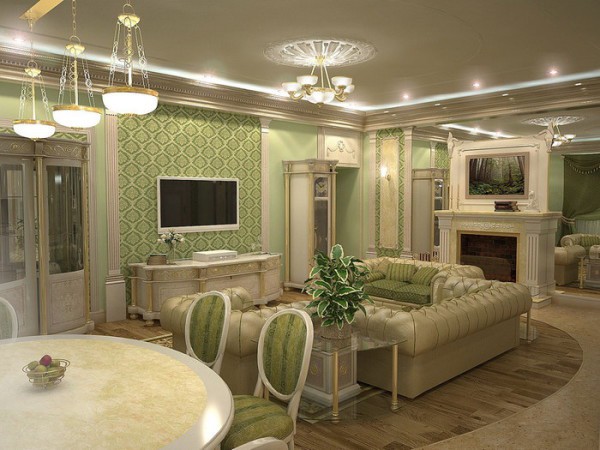 Exquisite style in the design of the living room