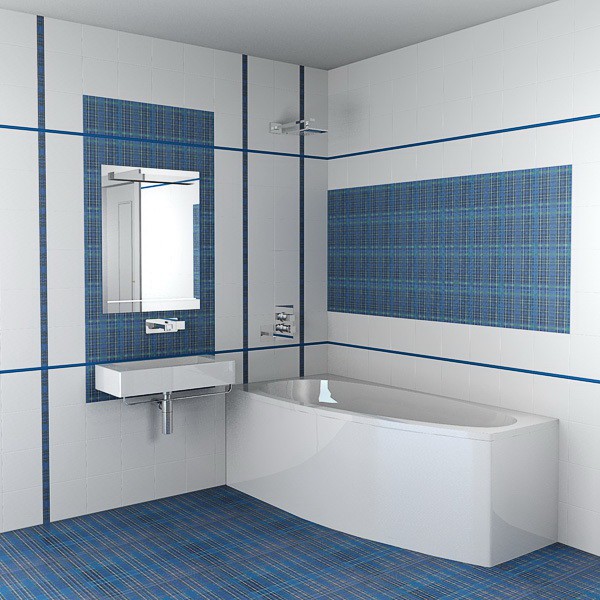 Flooring and wall covering in the bathroom with majolica ceramic tiles