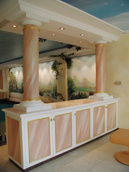 Flexible round sandstone column decoration