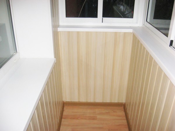 Balcony with PVC paneling.