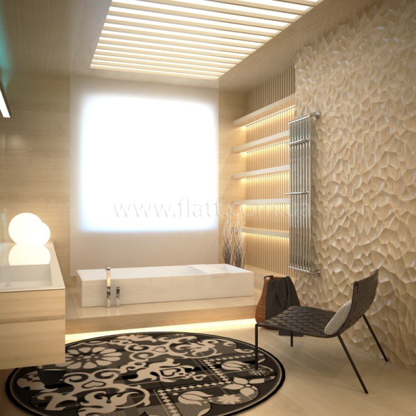 Design of a bathroom with polymer 3D panels