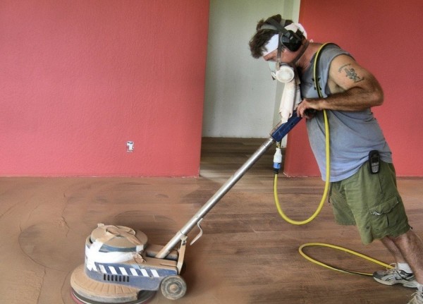 Sanding the floor