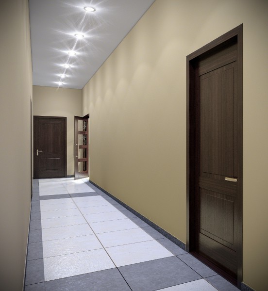 Corridor decoration: stucco on the walls, plasterboard on the ceiling