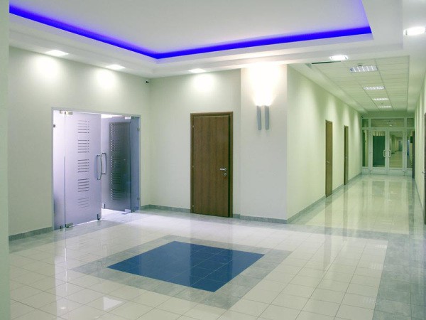 Option for an office building: plastered walls and plasterboard ceilings