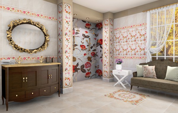 Design of the room with ceramic cladding