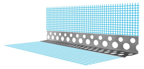 Perforated corner profile with mesh