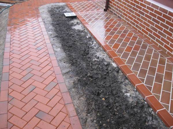 The blind area and clinker brick walkway