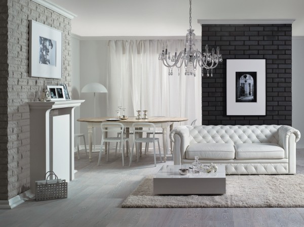 Room design with decorative plaster brick