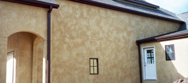 Facade of the house painted with texture paint