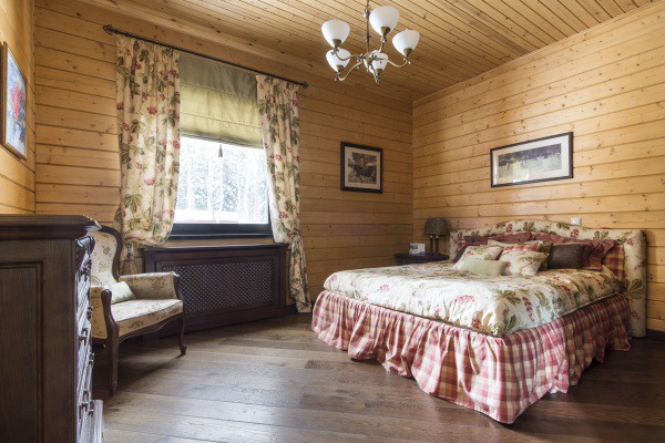 The ceiling in the timber house, hemmed by lining