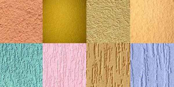 A variety of textures and colors of acrylic plaster