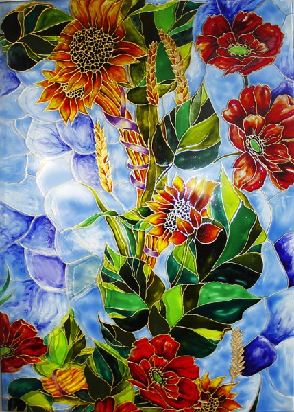 Glass painting with stained glass paints