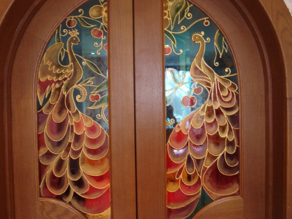 Stained-glass window on the glass of interior doors