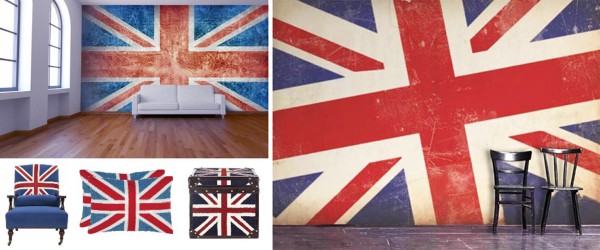 Wall mural and decor elements with national flag