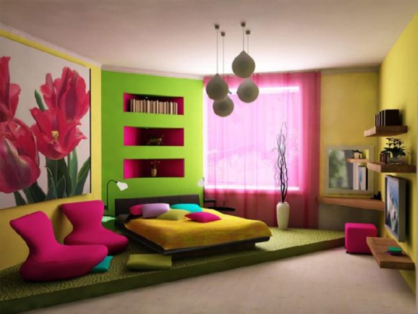 In the photo, a bright bedroom for a young girl