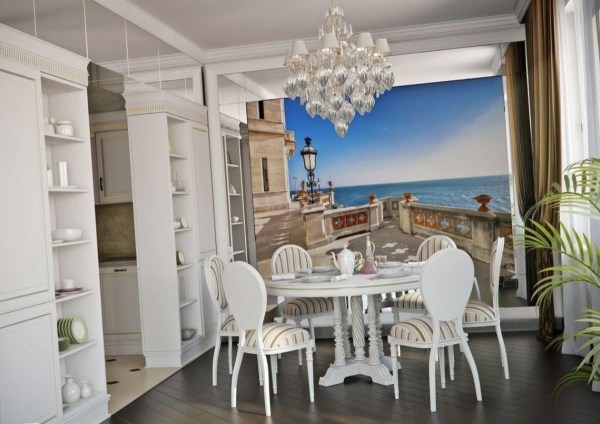 With such photo wallpaper you can have lunch and dinner every day, admiring the sea surface