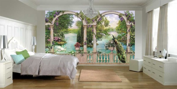 Garden in the bedroom, wall mural on the wall