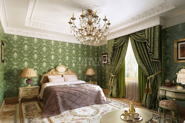 Green and Beige Bedroom