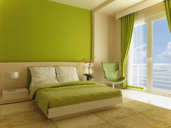 Green and Beige Bedroom