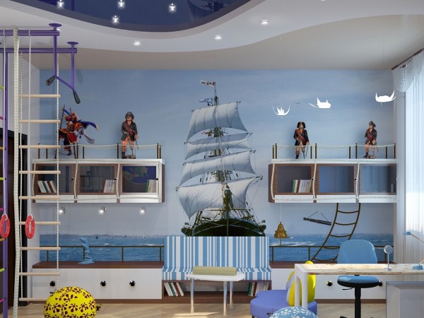 Vintage sailboat is a great solution for a children's room