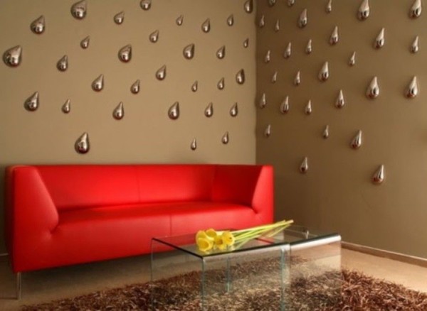 LED 3D wallpaper in the living room interior