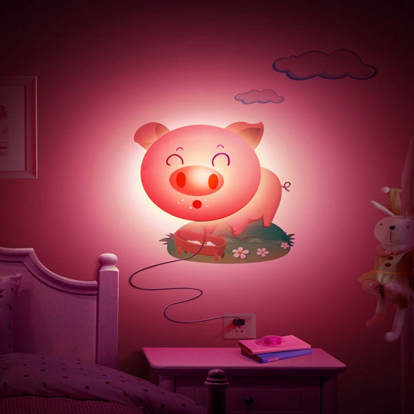 LED wallpaper in the form of a night lamp in the interior of the nursery