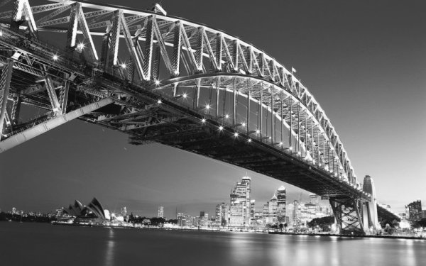 Black and white photomurals with the image of the Sydney bridge