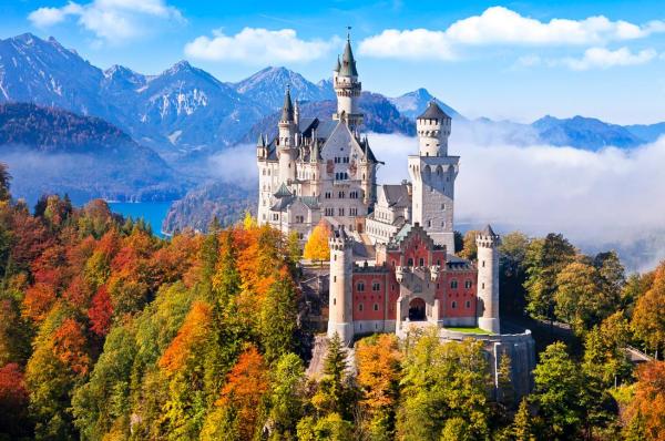 German Neuschwanstein Castle in the fall