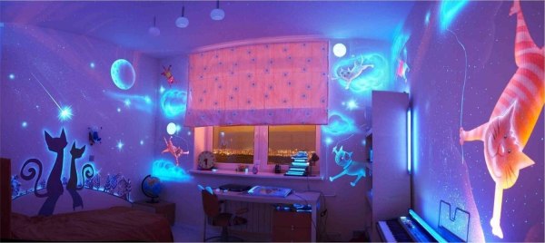 LED 3d photo wallpaper in the interior of a children's room