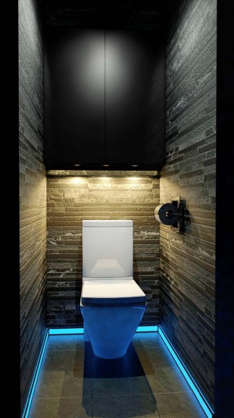 Wall murals imitating masonry in the interior of the toilet