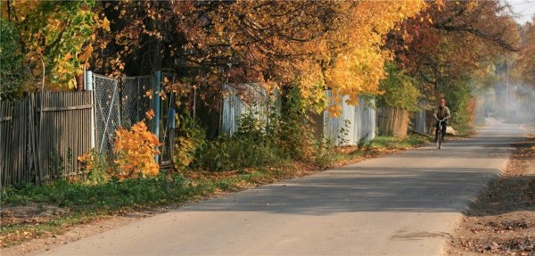 Wall mural with the image of rural life in autumn colors