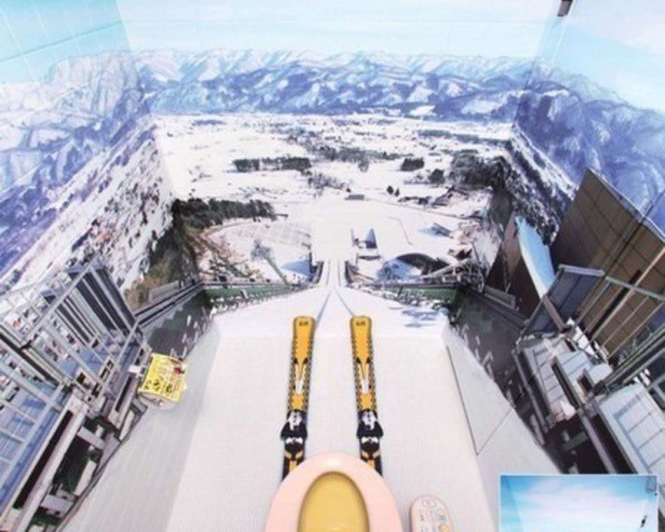 Panoramic 3D photo wallpaper in the interior of the toilet