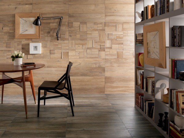 Decorative tiles for cladding: porcelain stoneware imitating wood