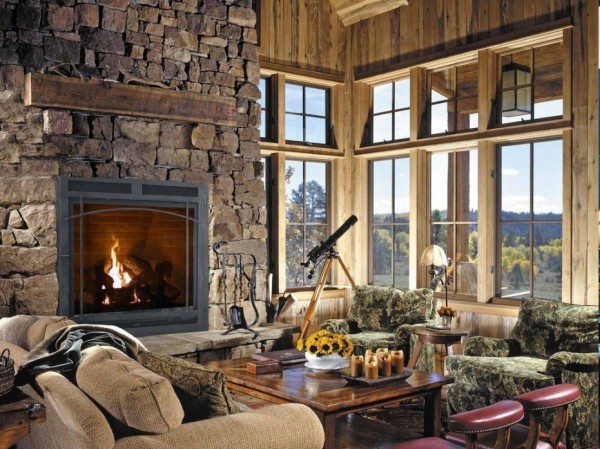 Wall mural with a fireplace in the living room