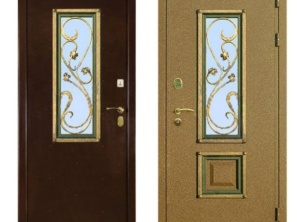 Metal doors with small decorative windows